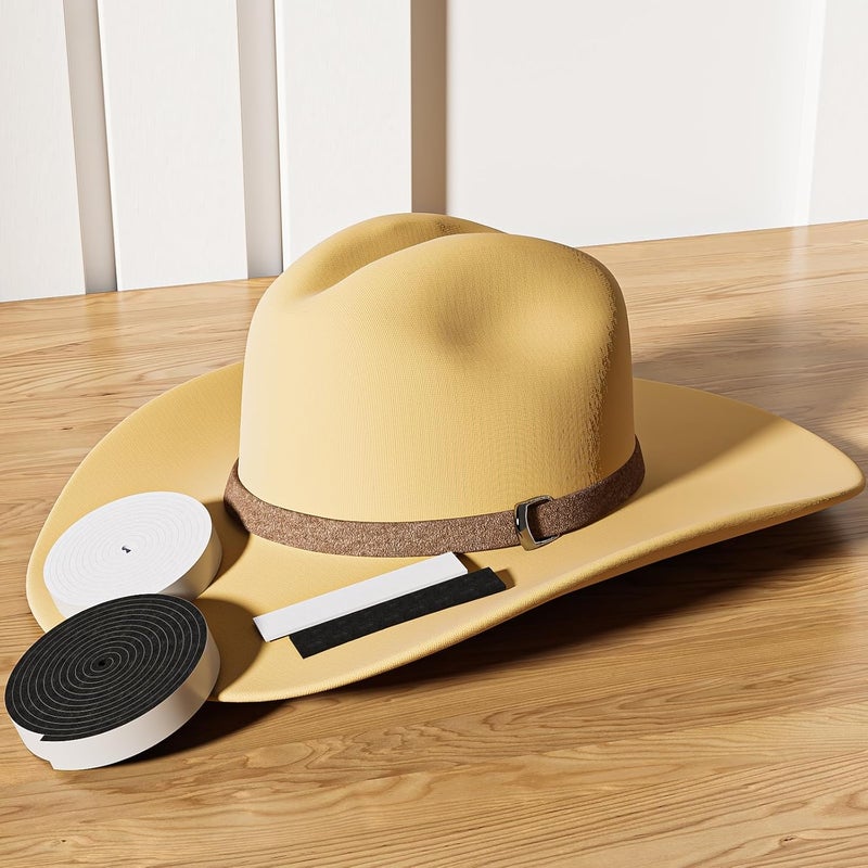 Teraves 2 Pack Hat Size Reducer Tape Roll 80", Hat Sizer Insert Reducing Self Adhesive Foam Filler Tape, Accommodates All Hat Styles, 0.12 Inch and 0.2 Inch Thick, Black and White - Image 5